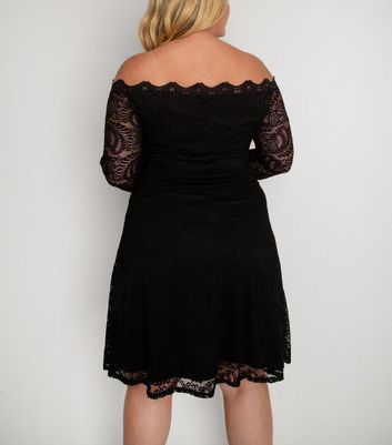 black lace bardot dress