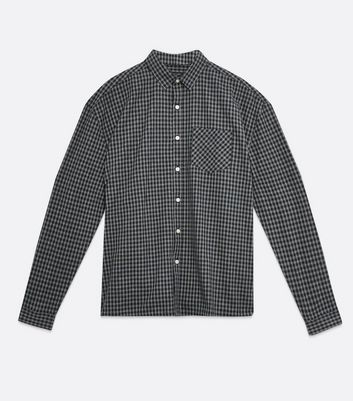 Image of Black Check Long Sleeve Oversized Shirt New Look