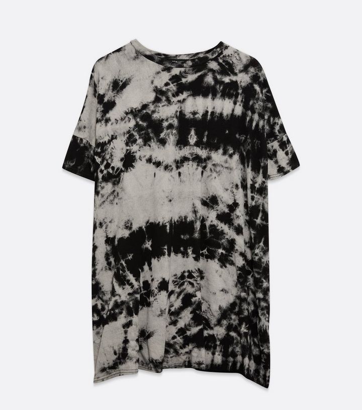 Black Tie Dye T Shirt Dress New Look