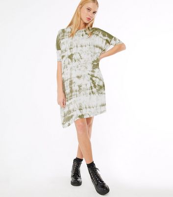 green tie dye t shirt dress