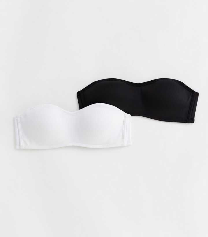 Girls 2 Pack Black and White Multiway Strapless Bras