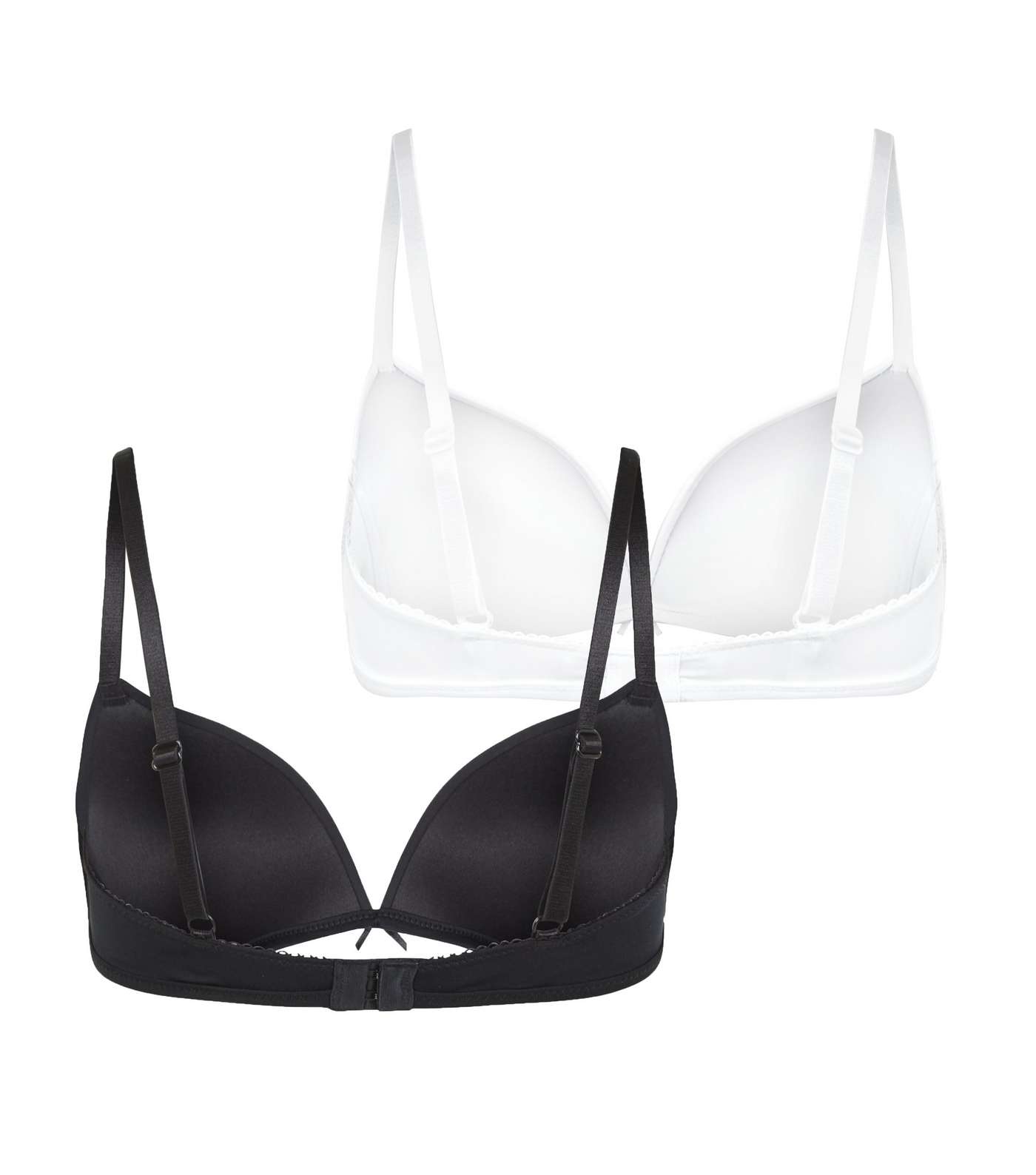 Girls 2 Pack Black and White Non Wired Bras Image 2