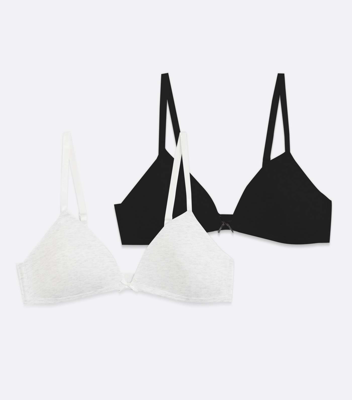 Girls 2 Pack Grey and Black Non Wired Bras