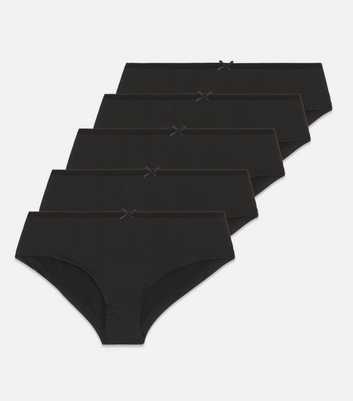 Girls 5 Pack Black Plain Briefs