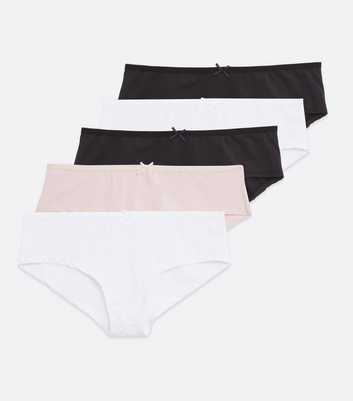Girls 5 Pack Pink White and Black Briefs
