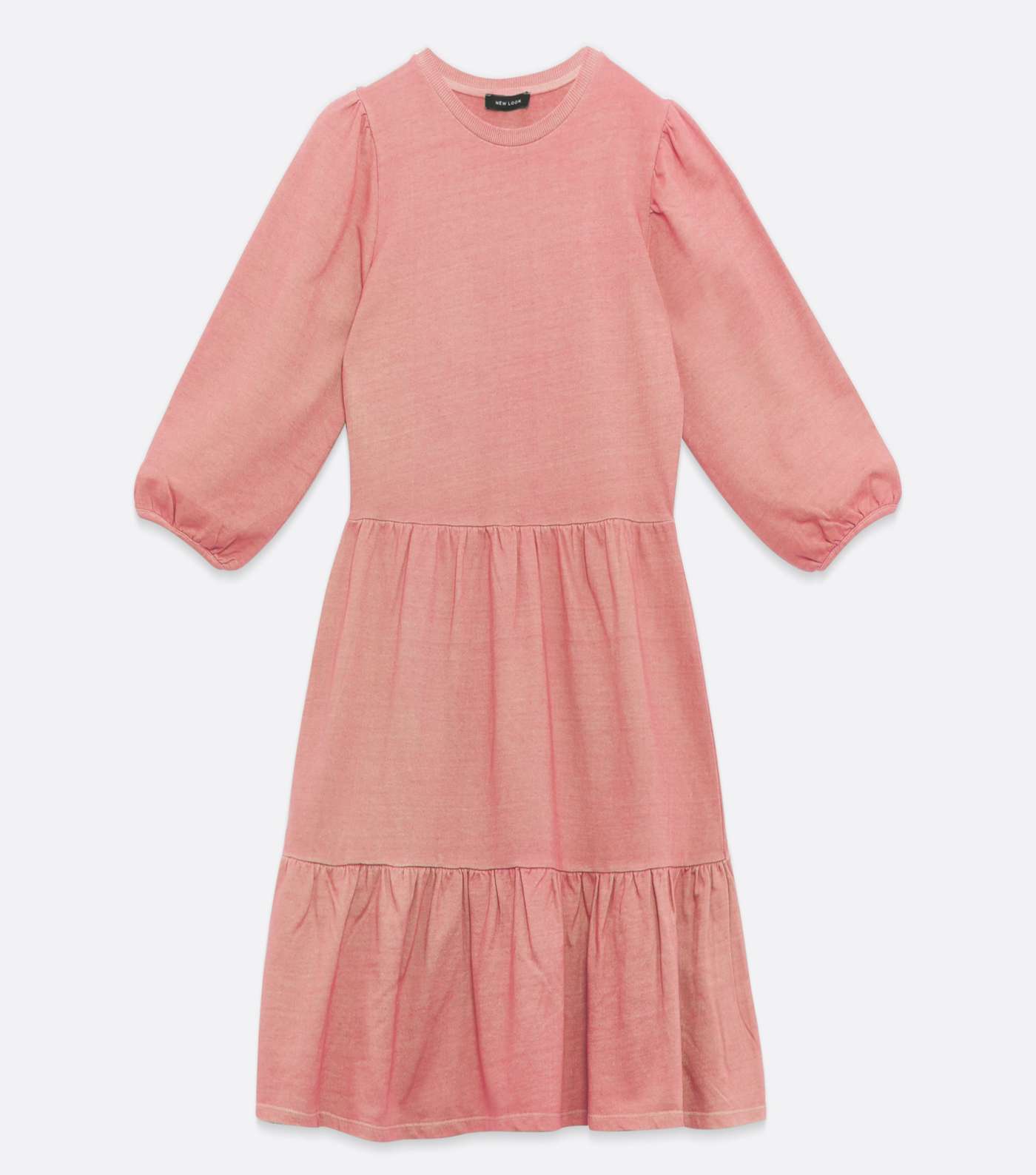 Pale Pink Acid Wash Jersey Tiered Smock Dress Image 5