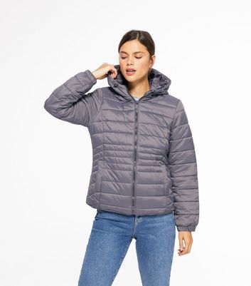 new look grey hooded puffer jacket