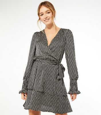 Black spot cheap wrap dress