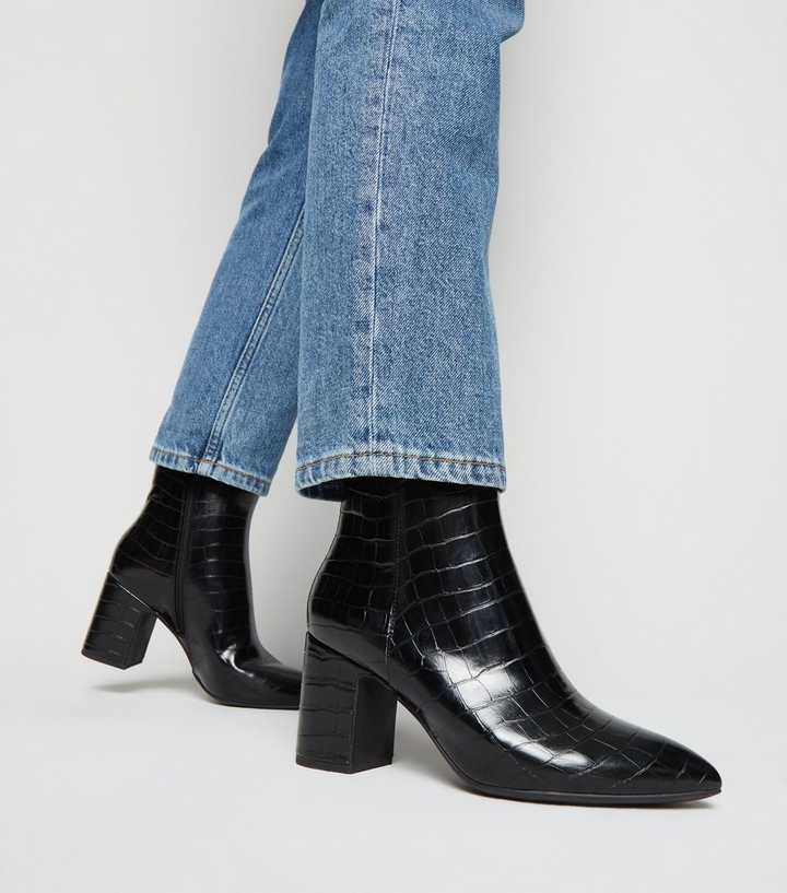 black croc ankle boot