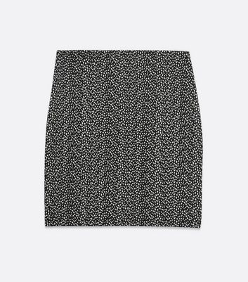 Image of Black Jacquard Spot Mini Tube Skirt New Look
