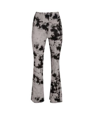 Image of Black Tie Dye Flared Trousers New Look