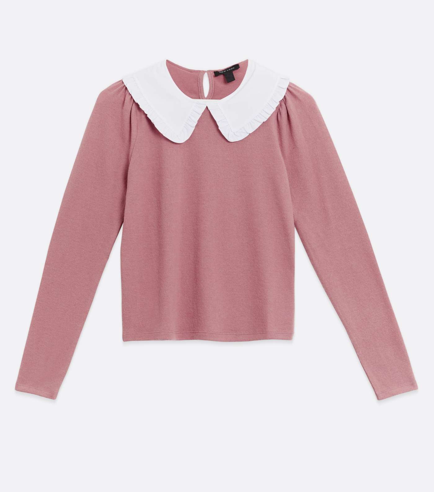 Mid Pink Fine Knit Frill Collar Top Image 5