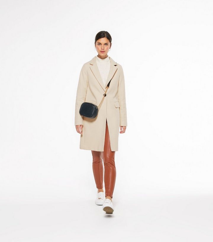 Cream Revere Collar Coat New Look