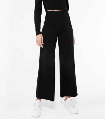 Black Knit Wide Leg Trousers | New Look