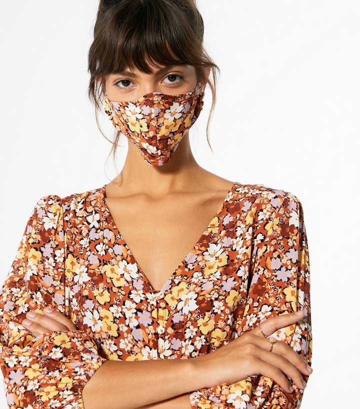 Multicoloured Reusable Floral Face Covering 