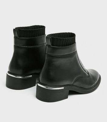 black knit lined zip front ankle boots