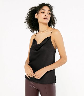 black satin cowl neck cami