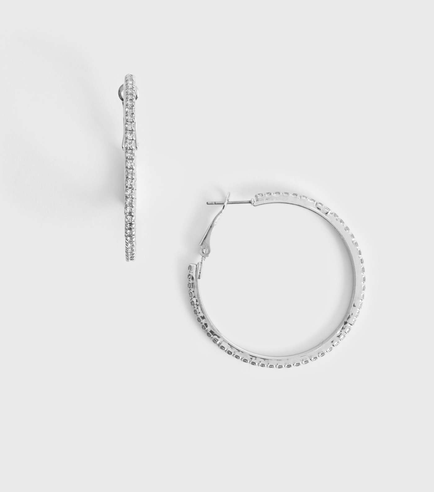 Silver Diamanté Hoop Earrings  Image 2
