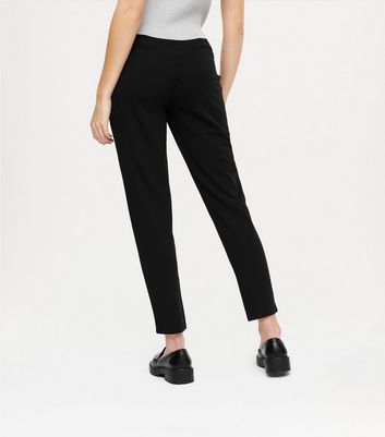 Black Tie Waist Tapered Leg Trousers  New Look