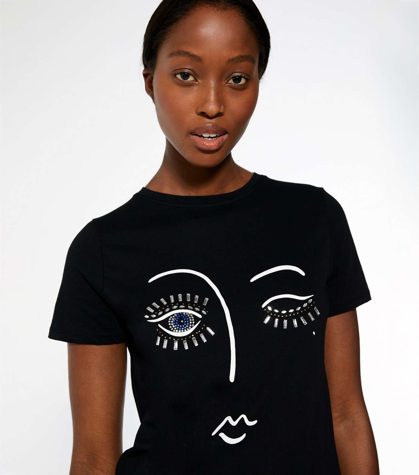 Tall Black Diamanté Embellished Eye T-Shirt Image 4