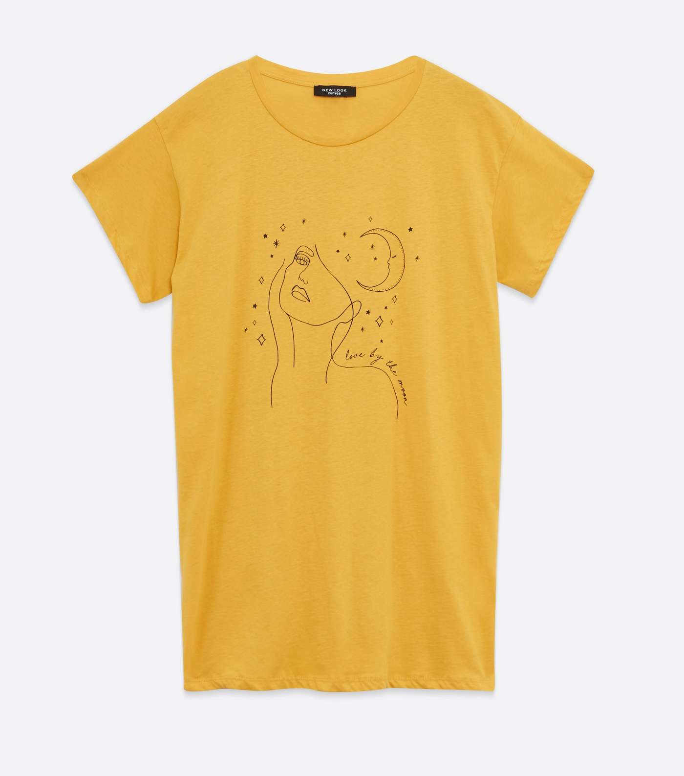 Curves Mustard Mystic Face Print T-Shirt Image 5