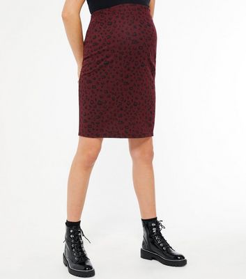 new look red leopard print skirt