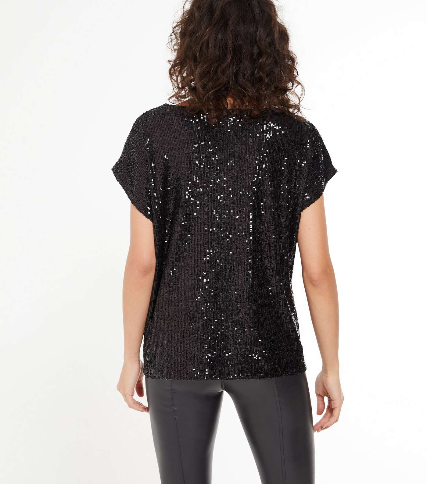 Black Sequin Oversized T-Shirt Image 3