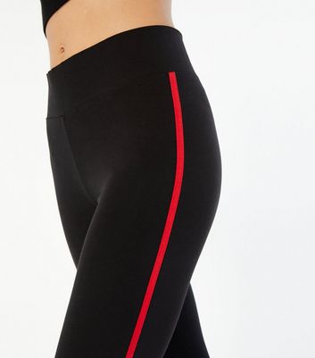 Black leggings with red stripe down the side best sale