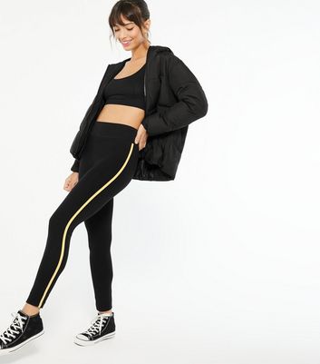 Mustard High Waist Side Stripe Leggings 