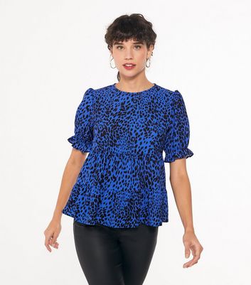 blue leopard print top