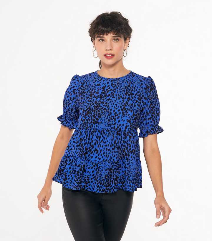 blue leopard print t shirt