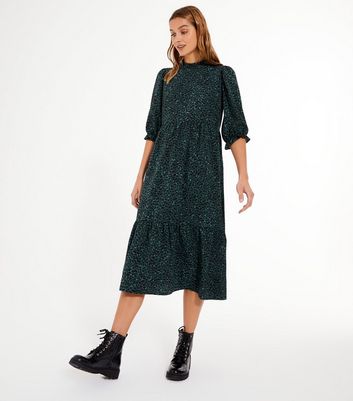 dark green midi dress