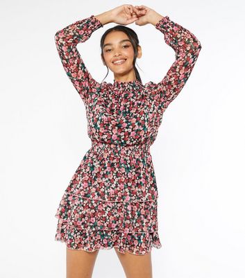 new look floral shirred dress