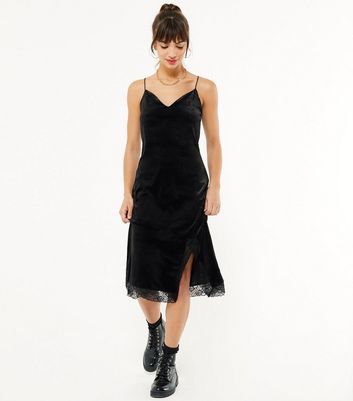 velvet slip dress midi