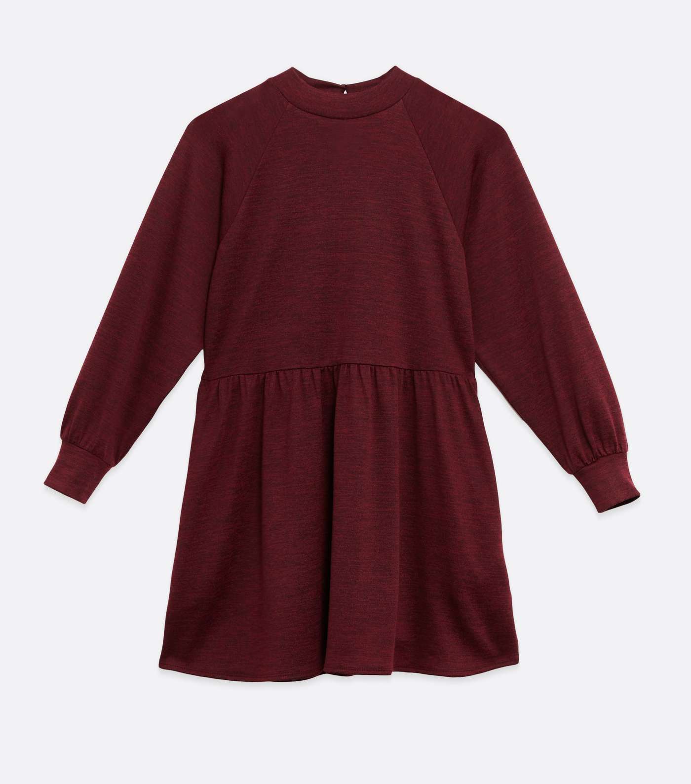 Petite Burgundy Puff Sleeve Sweatshirt Smock Dress Image 5