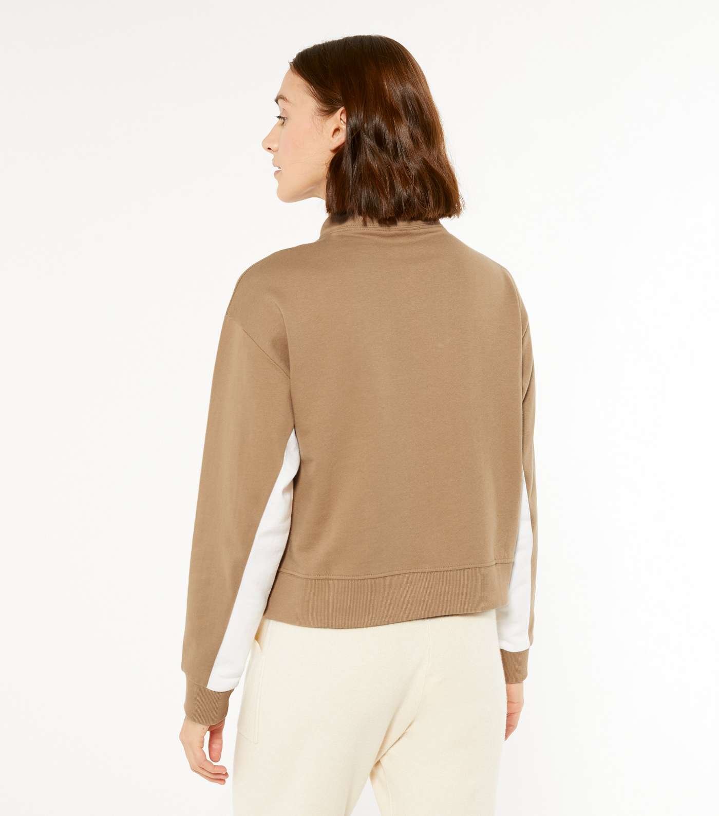 Camel Colour Block Zip Sweatshirt  Image 4
