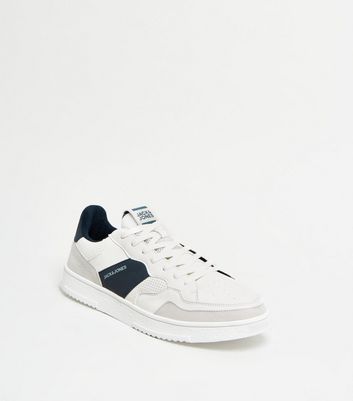 Image of Jack & Jones Navy Panel Logo Lace Up Trainers New Look