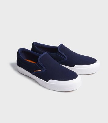 Image of Jack & Jones Navy Slip On Trainers New Look