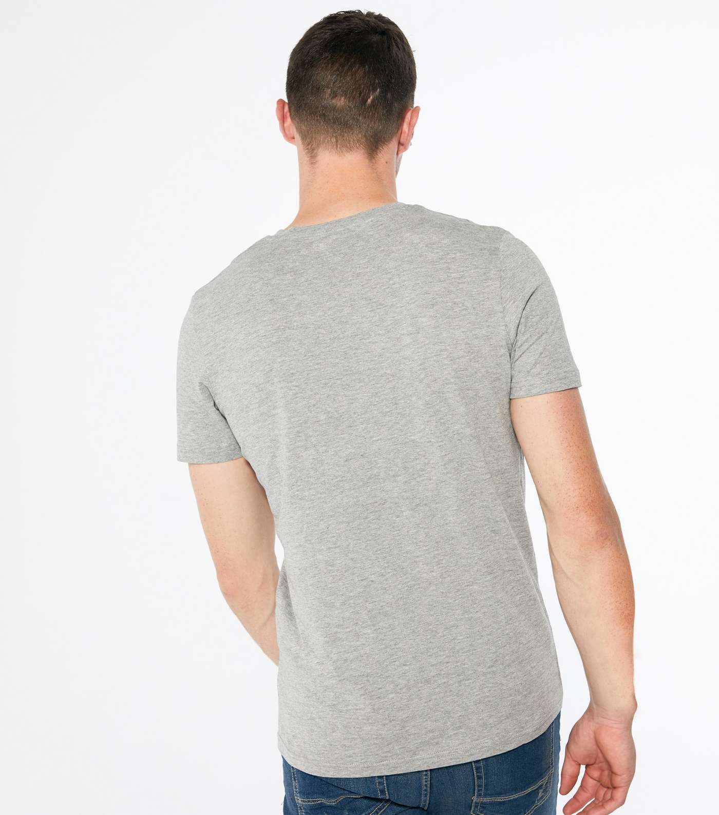 Jack & Jones Pale Grey Logo Block Stripe T-Shirt Image 4