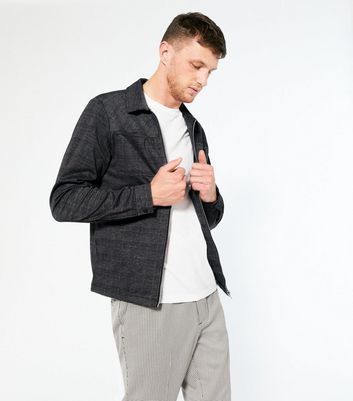 Image of Jack & Jones Pale Grey Check Collared Jacket New Look