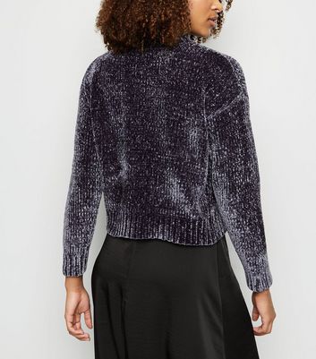 Dark Grey Chenille Cropped Jumper | New 