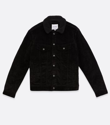 New look corduroy jacket with borg lining hot sale in black