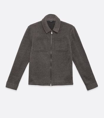 Image of Jack & Jones Grey Jersey Shacket New Look
