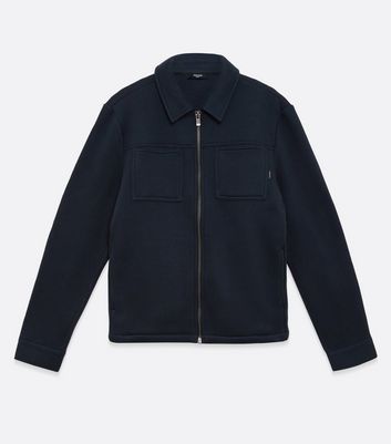 Image of Jack & Jones Navy Jersey Shacket New Look