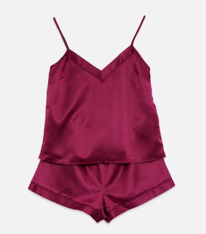 Buy Burgundy Satin Cami Top & Shorts PJ Set Online in Pakistan On   at Lowest Prices | Cash On Delivery All Over the Pakistan