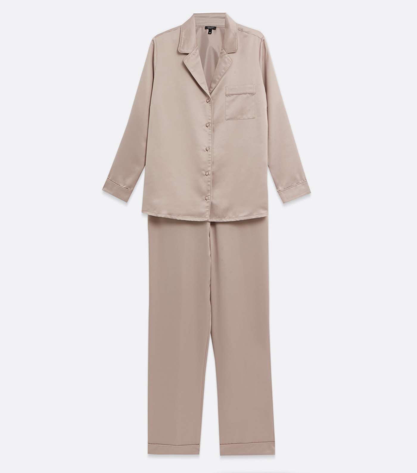Maternity Stone Satin Revere Collar Trouser Pyjama Set Image 5