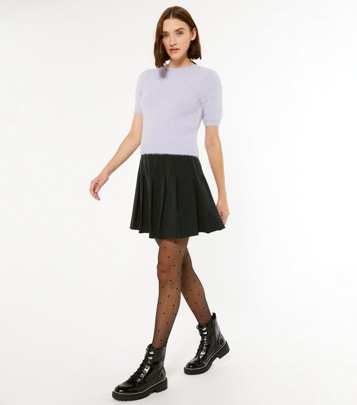 Black Pleated Mini Skirt New Look
