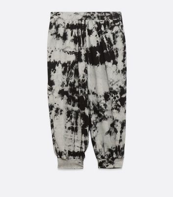 Image of Black Tie Dye Harem Trousers New Look