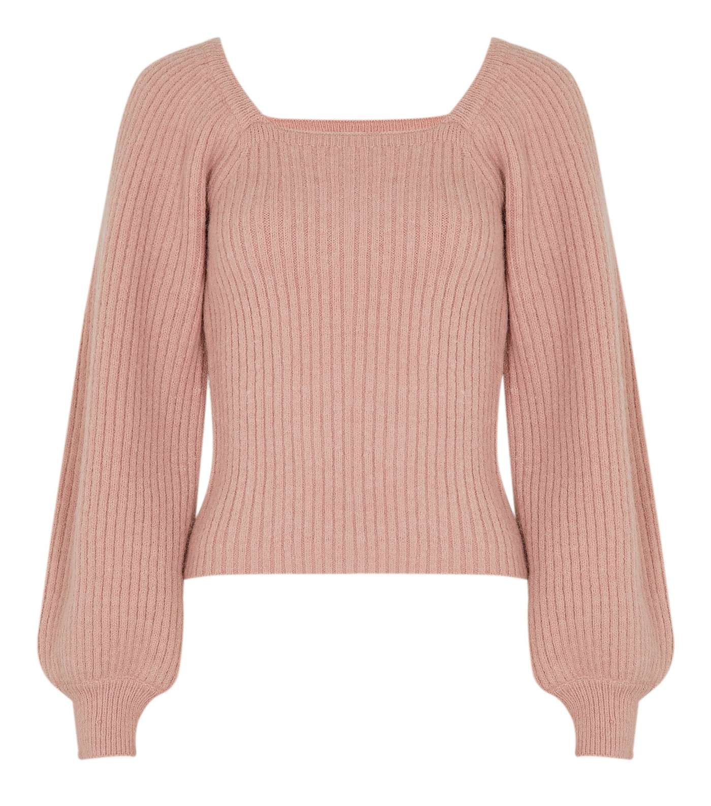 Mid Pink Square Neck Puff Sleeve Jumper Image 5
