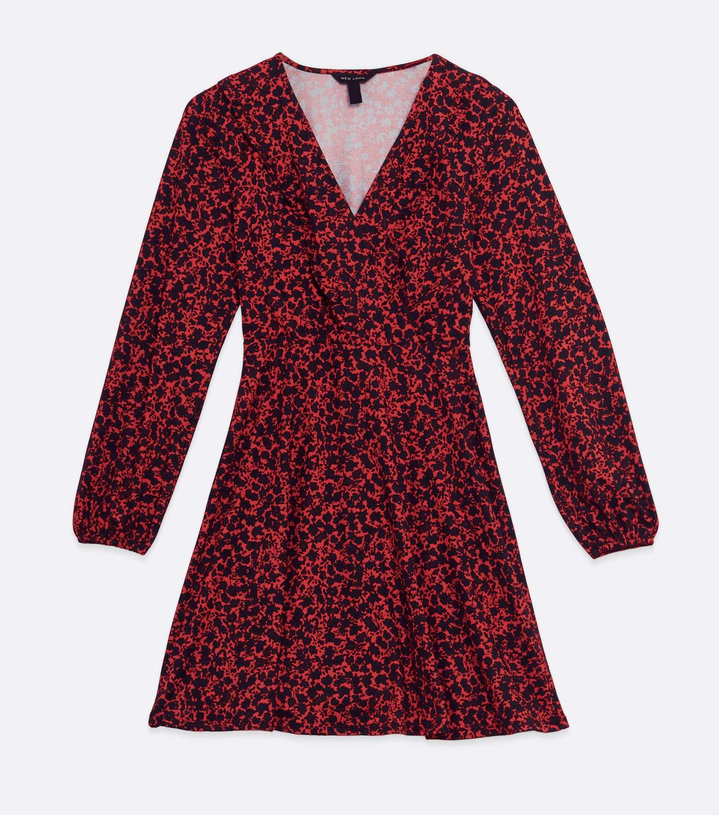 Red Ditsy Floral Soft Touch Wrap Mini Dress Image 5